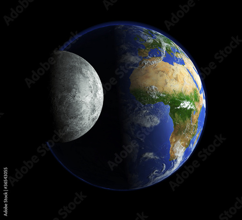Illustration: Unsere Erde und der Mond Unsere Erde und der Mond