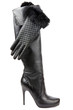 black boot and gloves