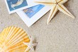 blank postcard on sand