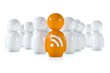 Feed readers follow an orange 3d human with rss logo