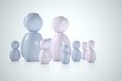 Stylized family in 3d with dad, mother and a lot of sons