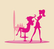 Vector illustration of the beautiful woman in hairdressing salon Vector illustration of the beautiful woman in hairdressing salon