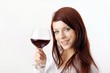 beautiful young woman enjoying wine