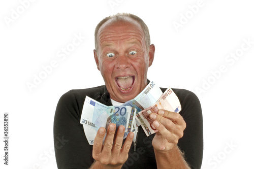Photo: Man totally excited after winning the lotery Man totally excited after winning the lotery