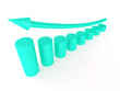 blue metallic columns of diagram with arrow rising upwards
