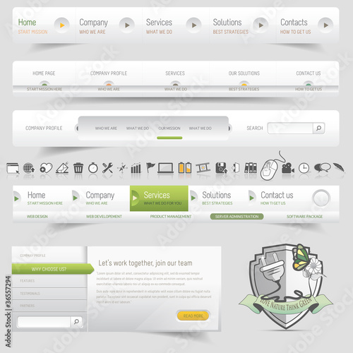 Vektor: Web design template navigation set with icon set Web design template navigation set with icon set