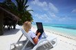 tropical business woman with laptop tropical business woman with laptop