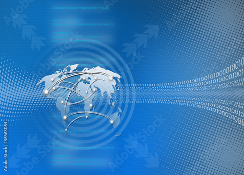 Illustration: digital illustration with binary code and world map digital illustration with binary code and world map