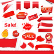 Red Labels And Ribbons Set