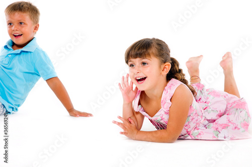 Photo: boy and girl smiling boy and girl smiling