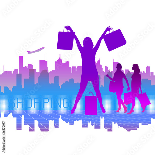 Vector: shopping city shopping city