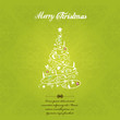Vector christmas tree on green textured background.