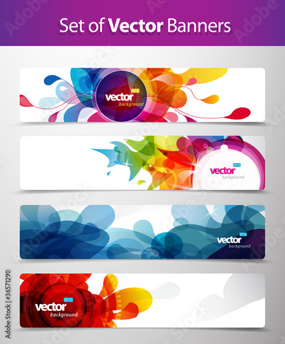 Vector: Set of abstract colorful web headers. Set of abstract colorful web headers.