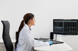 Dentist working on computer