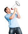 Mann mit Megaphon