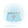 Vector illustration of men's underwear on the rope