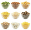 Set of bowls of different with different food