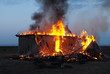Burning old abandoned house