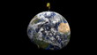 Globe with warning climate change sign animation Globe with warning climate change sign animation