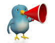 Bluebird with megaphone