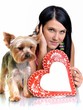 woman with puppy