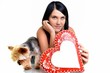 woman with puppy