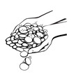 Hands full of coins