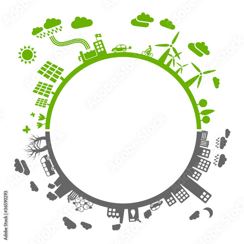 Vector: eco vs. pollution - A format - sustainable concept eco vs. pollution - A format - sustainable concept