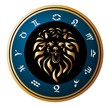 Zodiac Wheel with sign of Leo. Tattoo design