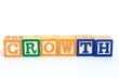 The word growth in alphabet blocks