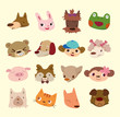 cartoon animal face icons cartoon animal face icons