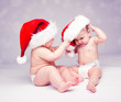 Babies in Santa hats