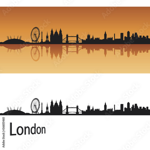 Vector: London skyline in orange background in editable vector file London skyline in orange background in editable vector file