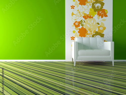 Illustration: interior design of modern green living room interior design of modern green living room