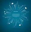 City building silhouettes rounded together for text vector City building silhouettes rounded together for text vector
