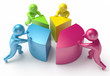 People shift of the diagram, 3d render