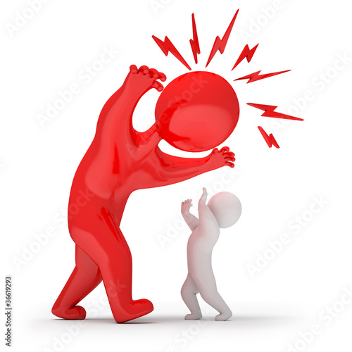 Illustration: Scary man threatens and attacks, 3d render Scary man threatens and attacks, 3d render