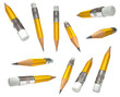 Short pencil, set, on a white background, 3d render
