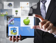 Businessman touch back touch pad