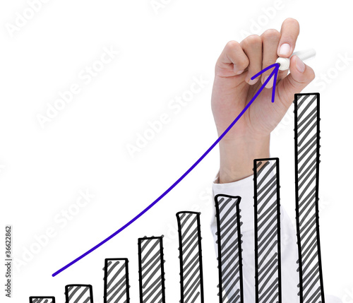 Photo: hand drawing growth chart. success business concept hand drawing growth chart. success business concept