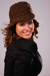 Happy beautiful Woman,with a hat, studio shot Happy beautiful Woman,with a hat, studio shot