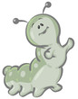 Clipart Illustration of a Cute Green Caterpillar Character Wavin