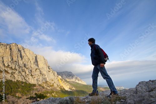 Photo: man on top of the mountain man on top of the mountain