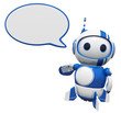 3d Cute Blue Robot With Word Bubble