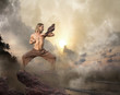 Man Practices Martial Arts with Bird of Prey at Dawn