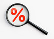 magnifying glass with percentage sign