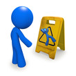 Safety Concept, Man Looking at Danger Sign