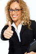 Junge Businessfrau mit Mappe