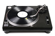 dj turntable with needle on vinyl record isolated on white