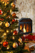 Christmas tree and fireplace